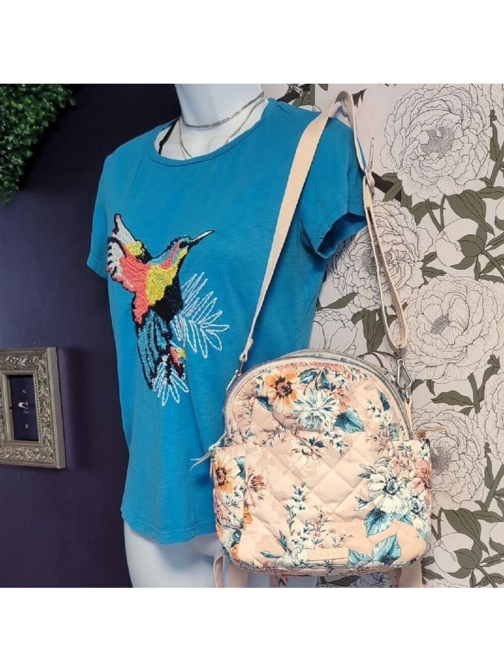 Colorful Hummingbird Embroidered Tee - Picture 3 of 6